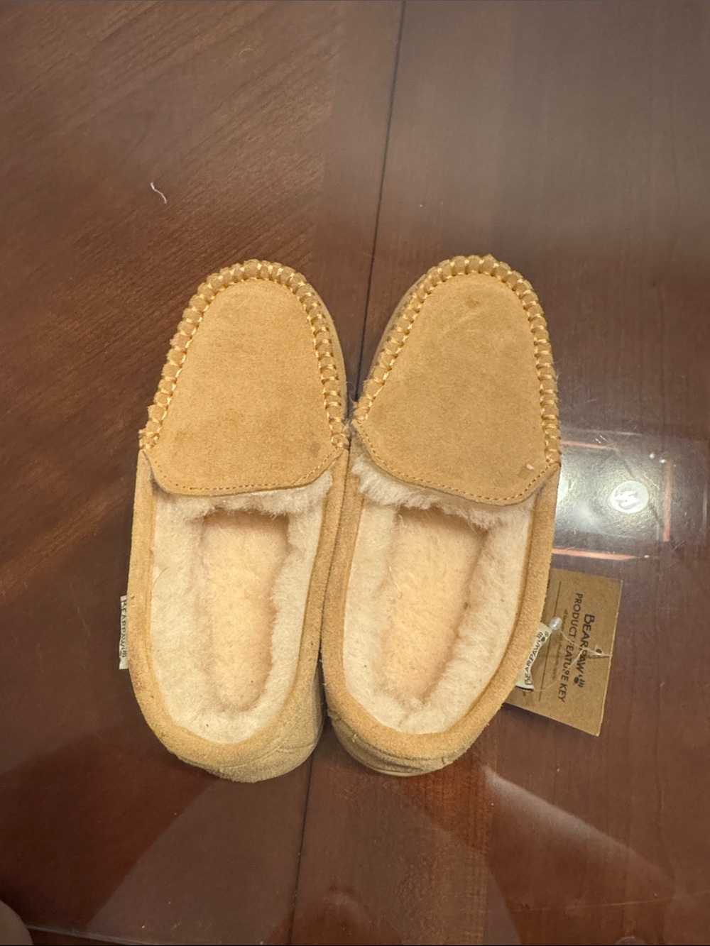 BearPaw Kids Tan Faux-Shearling Slip-On Moccasins